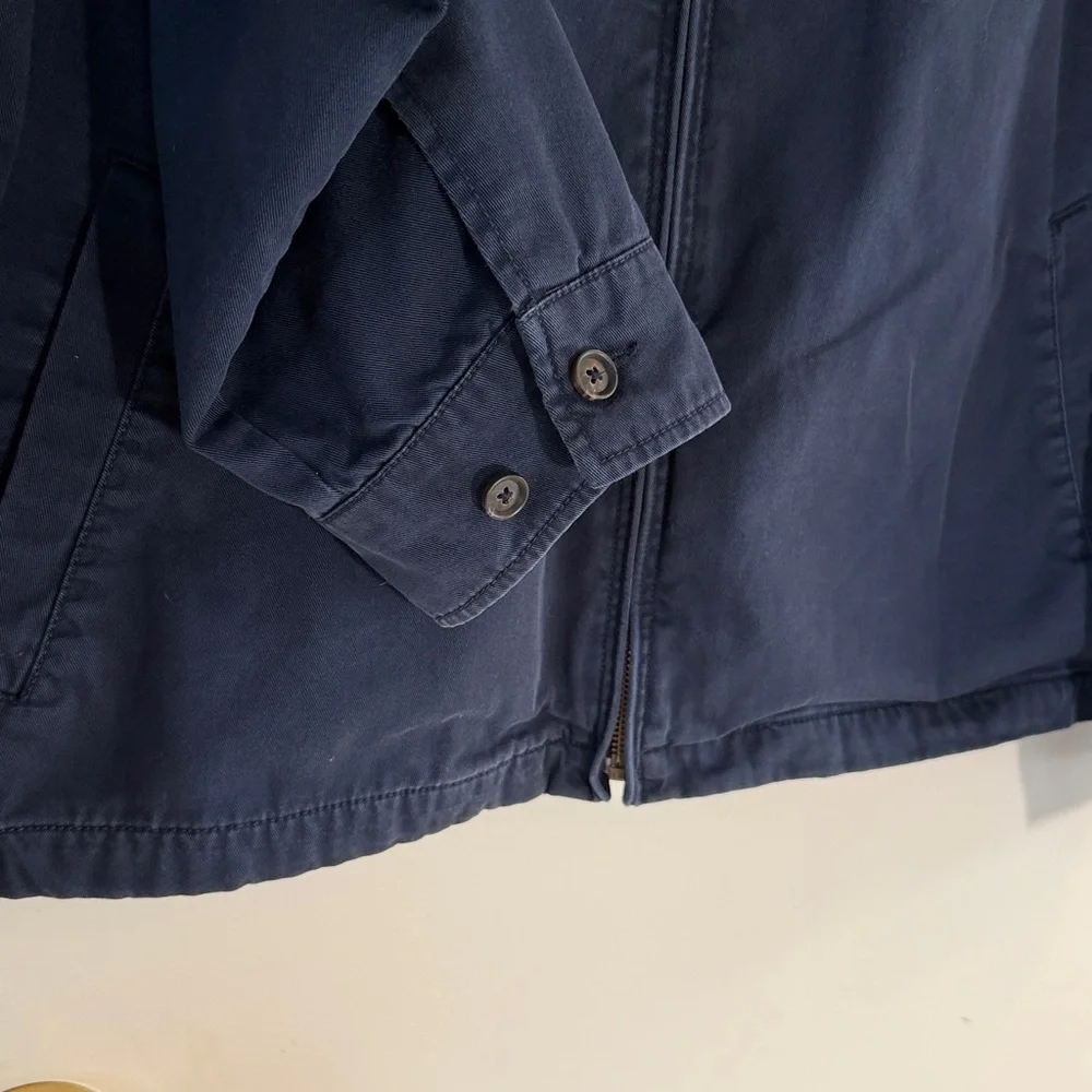 Polo Ralph Lauren Vintage Navy Blue Classic Bomber Harrington Jacket 100% Cotton